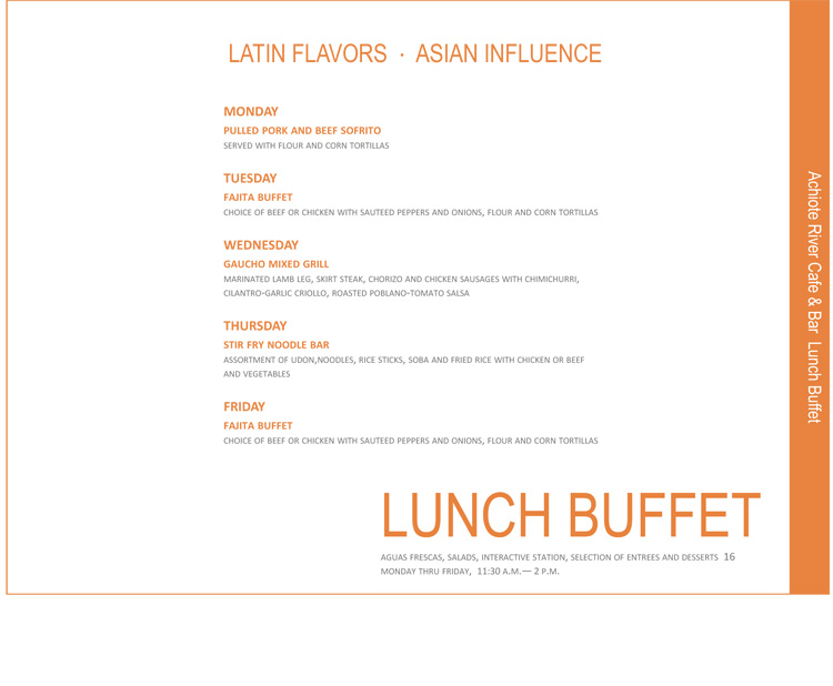 Achiote River Cafe Lunch Buffet Menu