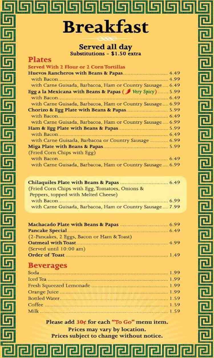 Blanco Cafe Restaurant Menu San Antonio