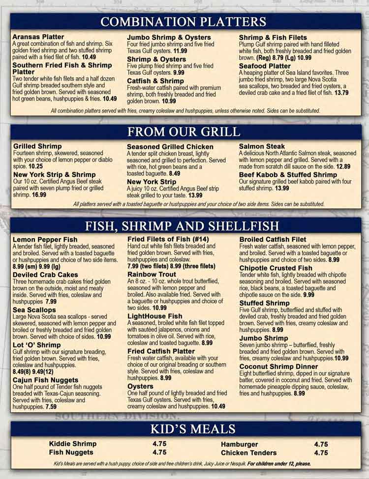 Sea Island Shrimp House Restaurant Menu